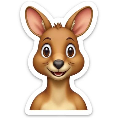 Cinematic Realistic Comical Kangaroo Portrait Emoji, Head tilted dramatically with an exaggeratedly amused expression, featuring a striking, richly textured tawny coat with bold natural markings and wide, expressive eyes full of playful disbelief, rendered with lifelike precision and dynamic natural light, high shine, dramatic yet playful, styled with an air of cheeky outback mischief, soft glowing outline, capturing the essence of a spirited and over‐the‐top kangaroo that looks ready to bound its way into viral fame! sticker