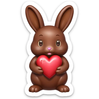 chocolate bunny with chocolate heart sticker