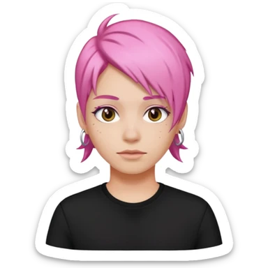 Black shirt pink hair sticker