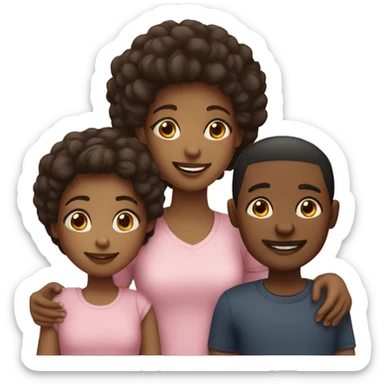 black family 2 kids, 1 boy 1 girl sticker