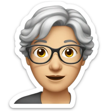 grey hair european women with glasses middle aged sticker