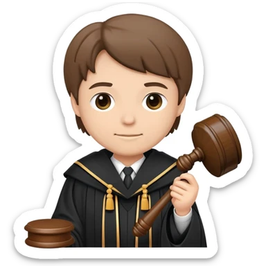 Wearing judges robes holding a gavel  sticker