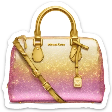 Realistic iridescent yellow gold to pink glitter Michael Kors satchel purse.  sticker