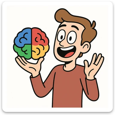 brain icon in the style and colors of the Google logo, clean and modern, white background sticker