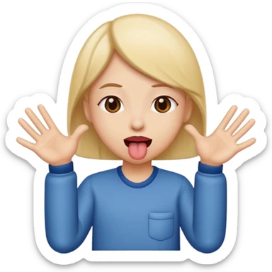 Tongue out with hands to the side sticker