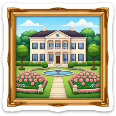 Regency mansion with flower garden, isometric exterior  sticker