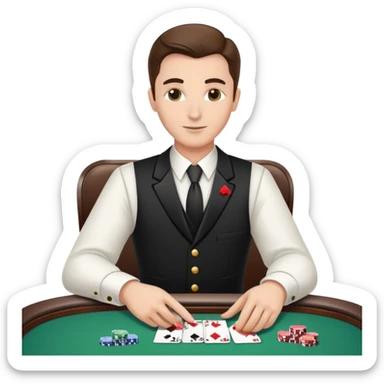 Casino croupier in formal uniform dealing cards at a poker table sticker