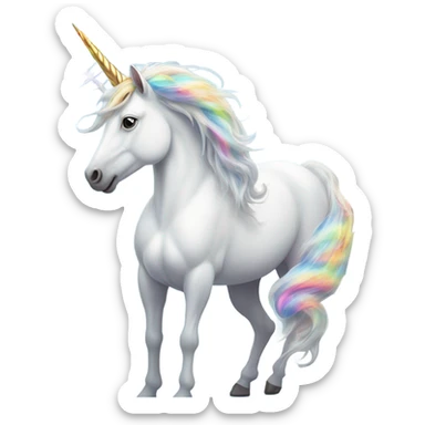 it's unicorn in a blue sky with a rainbow overhead sticker