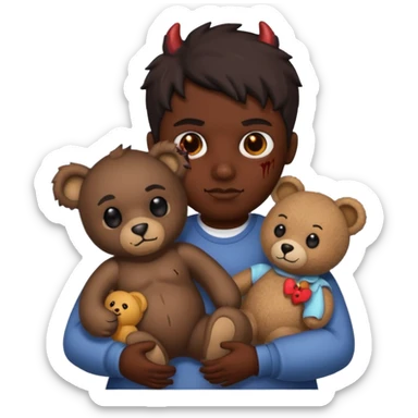 Demon hurting a teddy bear sticker