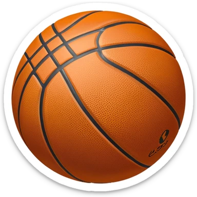 shiny bronze basketball with orange seams, metallic bronze material, reflective copper-brown surface sticker