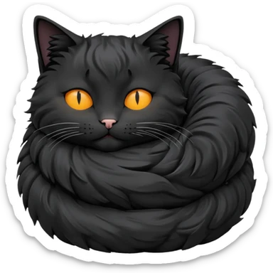 Curled Sleeping Cat black sticker