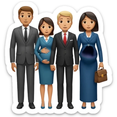 Ok keep this just change it a bit. Make them separate from each other so you know who who’s on the side and who’s on the dad side dad‘s family is standing next to him, wife family standing next to her. And T he wife is pregnant. sticker