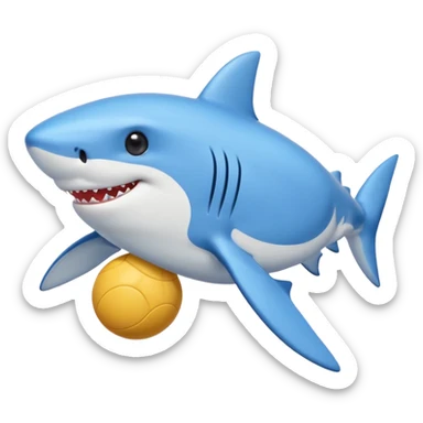 mały słodki shark z piłkom sticker