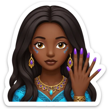 nail art black woman long hair sticker