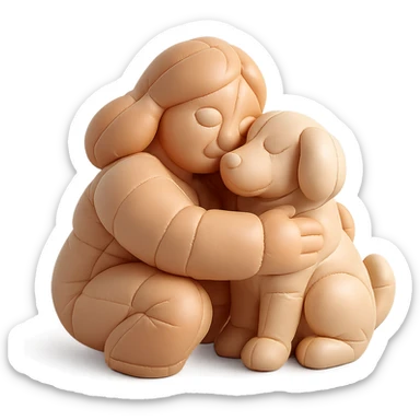 Woman hugging dog sticker