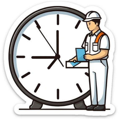 Worker waiting for five pm sticker