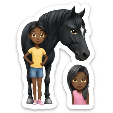 Black stallion with little girl  sticker