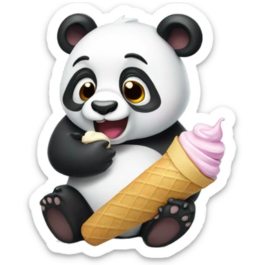 Panda eating ice cream sticker