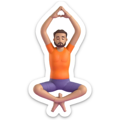man doing tree pose yoga with one foot against inner thigh, hands in prayer position sticker
