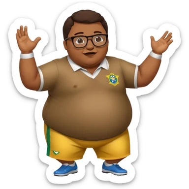 make an guy called pedro who is dancing with a football and playing brazzilian phonk and hee has glasses and is obese sticker