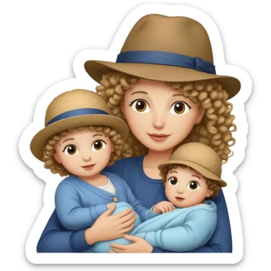 curly Mother with Hats with her baby sticker