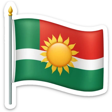 3 şeritli bir bayrak en üst şeriti kırmızı ortadaki şerit beyaz en alttaki şerit yeşil olcak şekilde ama ortadaki beyaz alanın ortasına güneş çiz sticker