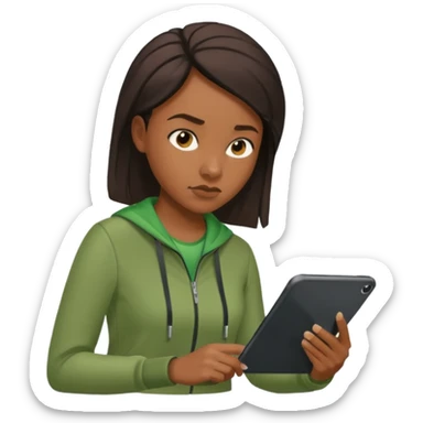 A calm black female coach with folded arms, analyzing the game with sharp focus, green clothes sticker