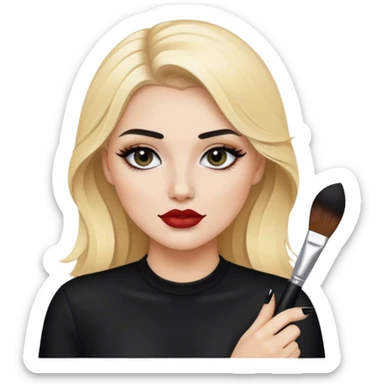 luxury blonde makeup artist model wearing black sticker