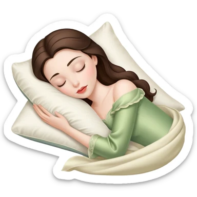 sleeping beauty brunette white girl with a silk pillow sticker