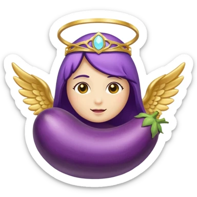 Original eggplant emoji wearing an angelic halo sticker