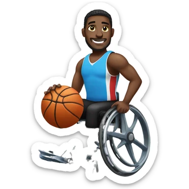 Athlete with a basketball in a wheelchair sticker