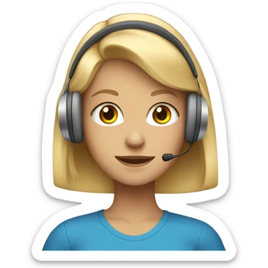A blonde girl in a blue shirt and headphones sticker