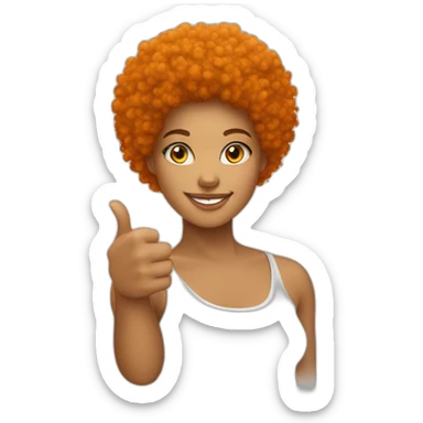 Light skin girl afro orange with thumb up sticker