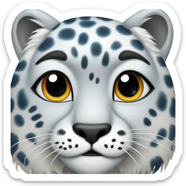 snow leopard with a blue bow on the right side of its head sticker