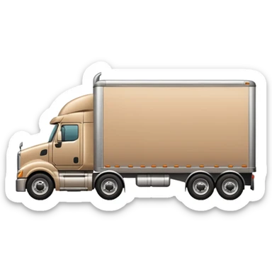 tan semi truck and trailer, side view, with subtle shading sticker