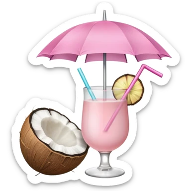 coconut drink with light pink umbrella sticker