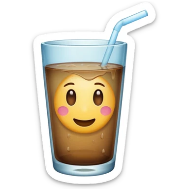 a glass with dirty water, shiny appearance, emoji style, soft colors sticker