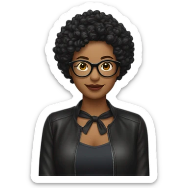 maestra con lentes pelo corto color negro pelo rizado sticker