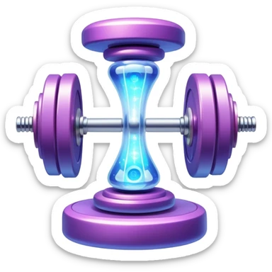 Mystical gym equipment with enchanted dumbbells, magical weight plates, and ethereal one-hour timer surrounded by energy aura and sparkles sticker
