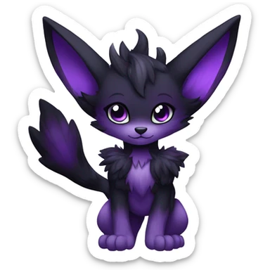 Anthro-Edgy-Cool-Black-Purple-Contrast-Colors-Fantasy-Fur-Sona-Chibi-Shiny-Fakémon-Hybrid full body sticker