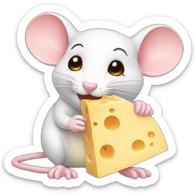 mouse eating cheese sticker