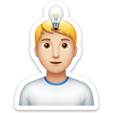 person with light bulb above head, healthy glowing person sticker