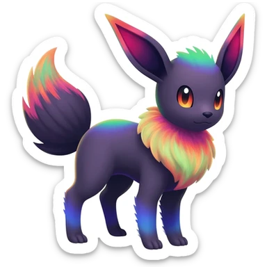 Dark vibrant pastel bright neon colorful edgy exotic painted Fakémon-Pokémon-Vernid-Eeveelution-creature sticker