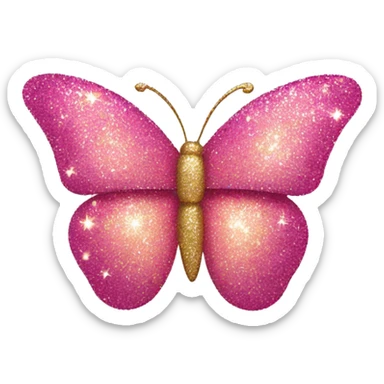 Glitter butterfly pink sticker