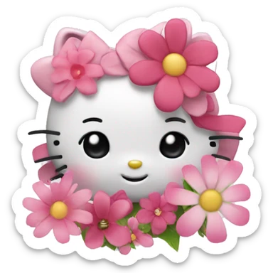 Hello kitty with flower sticker