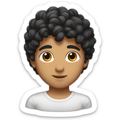 arab boy with curly black hair, uni-brow, and brown eyes sticker