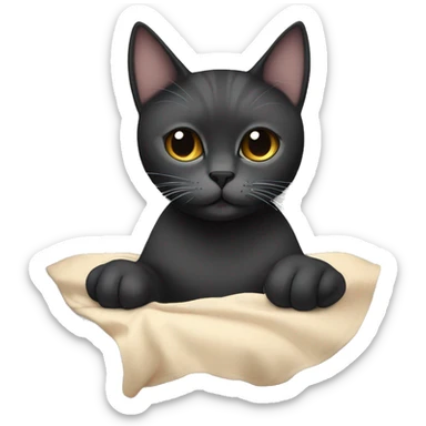 British short hair cat with black hair girl in bed  sticker