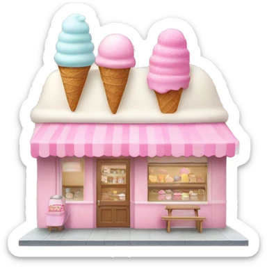 Pastel pink ice cream shop sticker