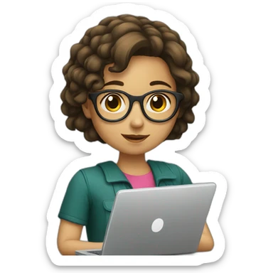 Spanish a girl with her laptop sticker