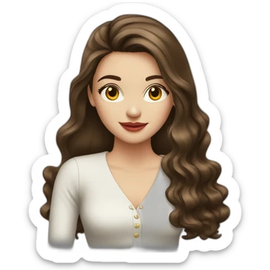 Brunette-girl-long-hair-old-money-fashion-style-red sticker